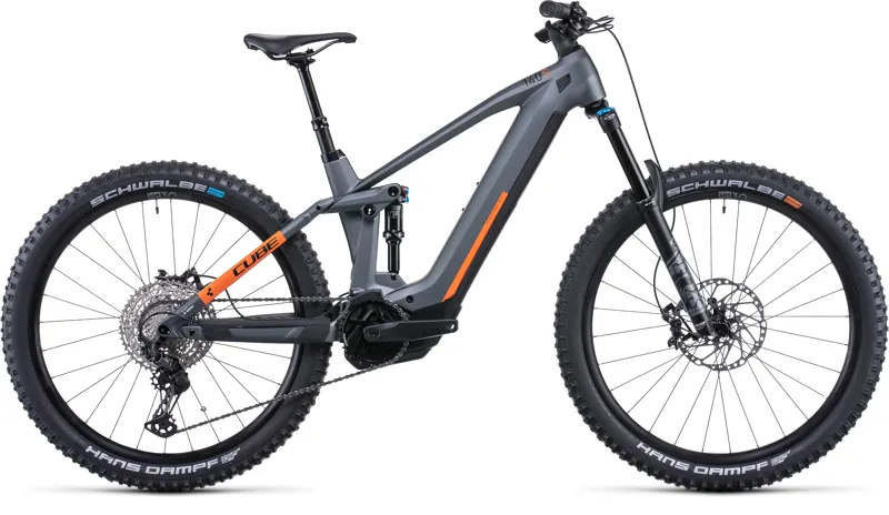 2022 Cube Stereo Hybrid 140 HPC SL 625 27.5 Sm eMountain Bike in Grey