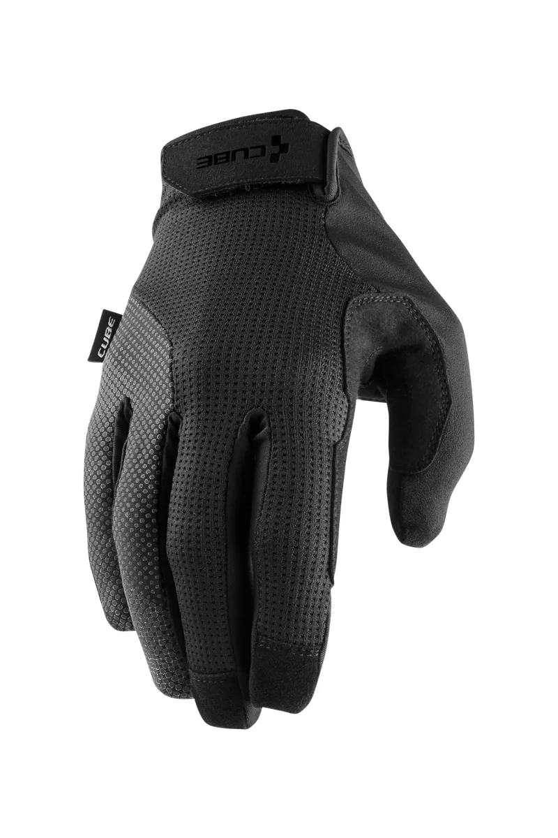 Cube Comfort Long Finger Gloves in Black