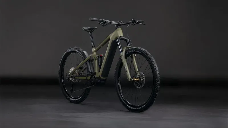 Cube Stereo Hybrid One44 Pro 800 E-MTB in Dust Olive/Gold-1