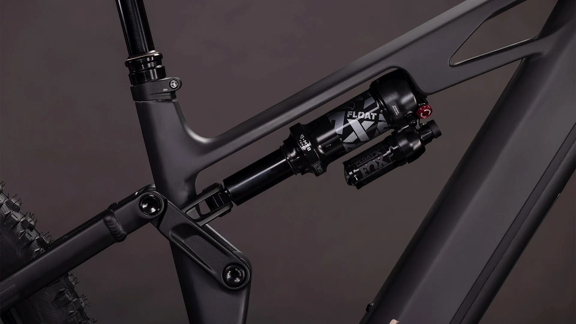 Close-up of advanced enduro bike suspension
