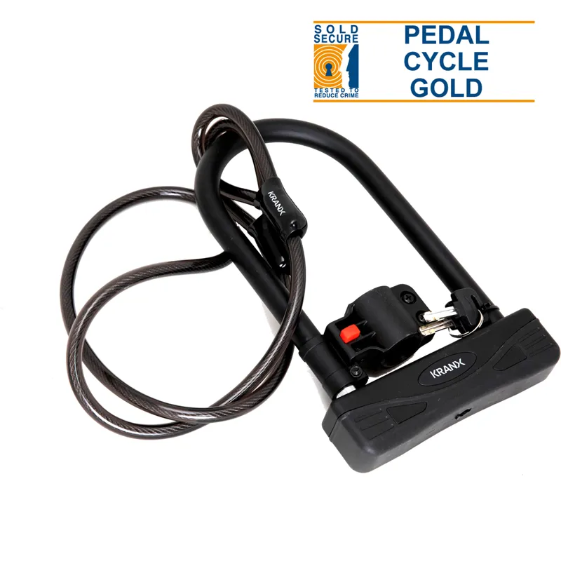 KranX Citadel Plus 270mm U-Lock With Security Cable. GOLD Sold Secure 16mm