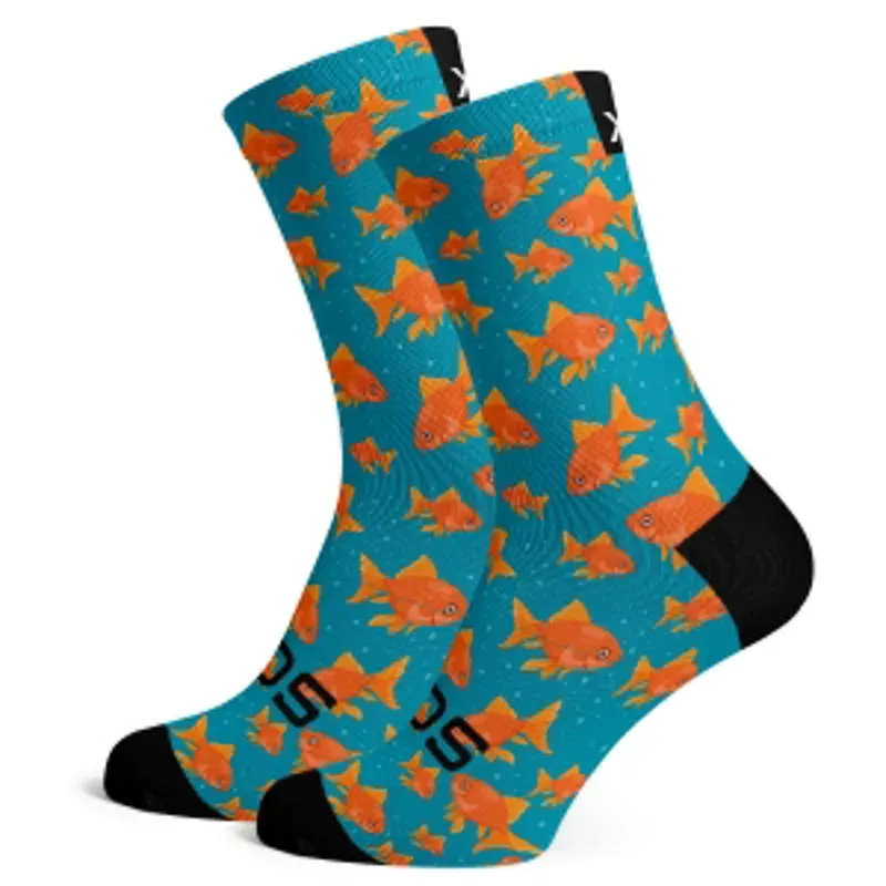 Sox Footwear Goldfish Animals Premium Crew Socks BLUE/ORANGE