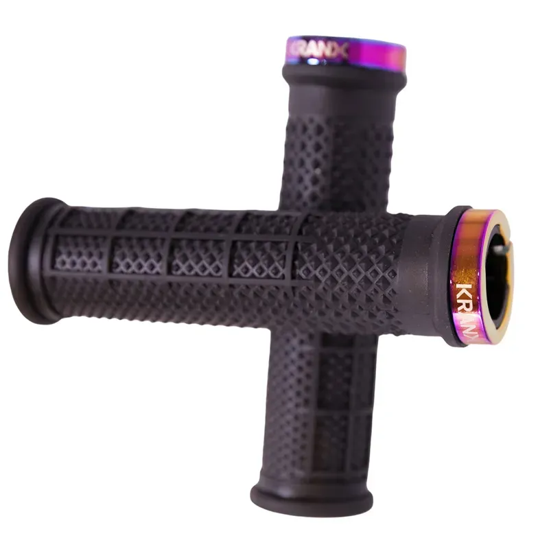 KranX Bite Luxe MTB Lock-On Grips in Black/Oil Slick