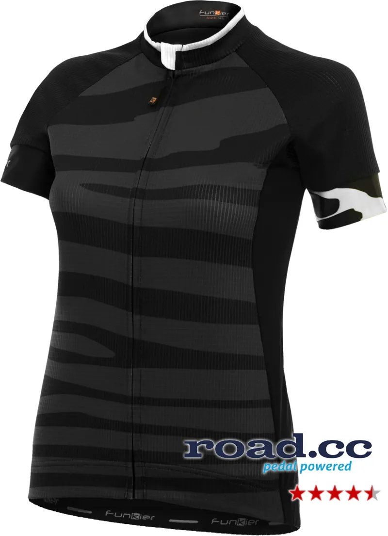 Funkier Prima Pro Ladies Short Sleeve Jersey In Black- Wave BLACK 